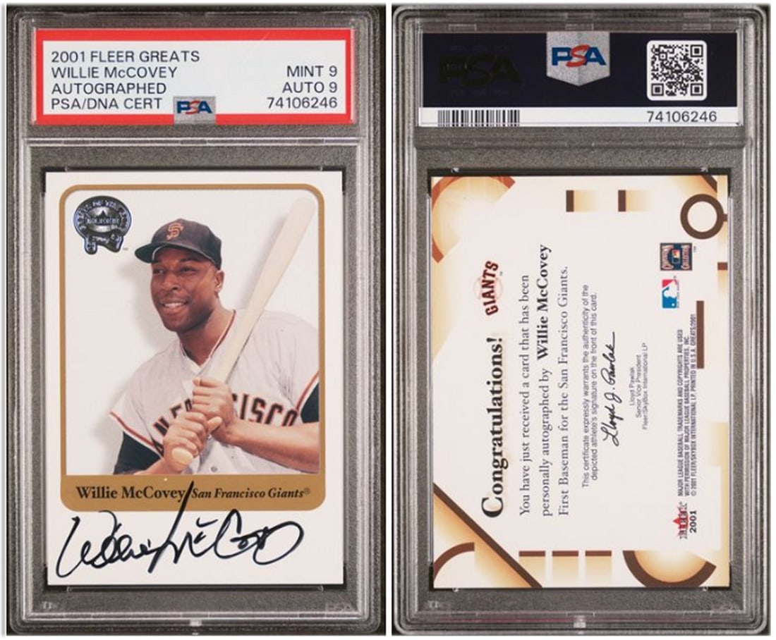 Willie McCovey 2001 Fleer Greats Autographed PSA 9 Baseball Card (1 of 1)