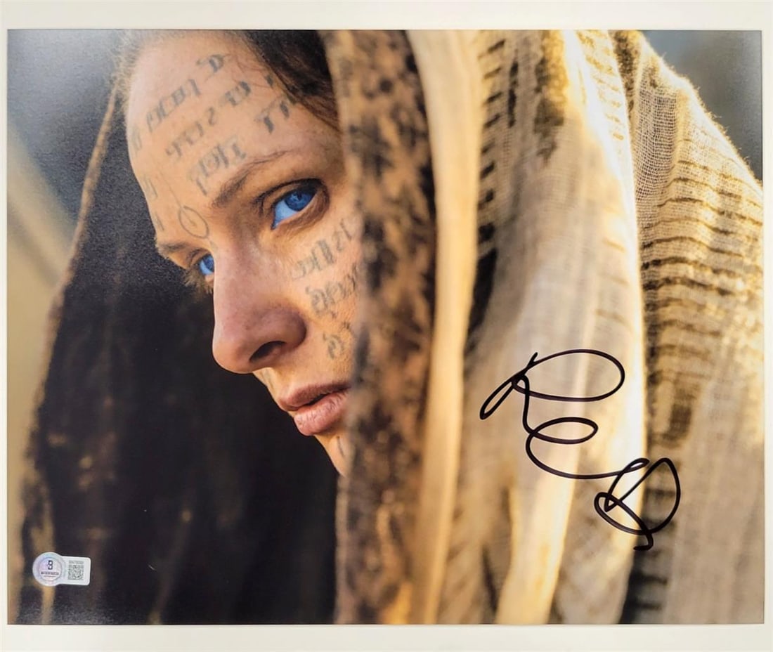 11x14 Dune Photograph Signed by Rebecca Ferguson Beckett Authenticated: 11x14 Dune Photograph Signed by Rebecca Ferguson Beckett Authenticated This is an original 11x14 photograph from the film Dune, personally signed by Rebecca Ferguson. The autograph is authenticated by