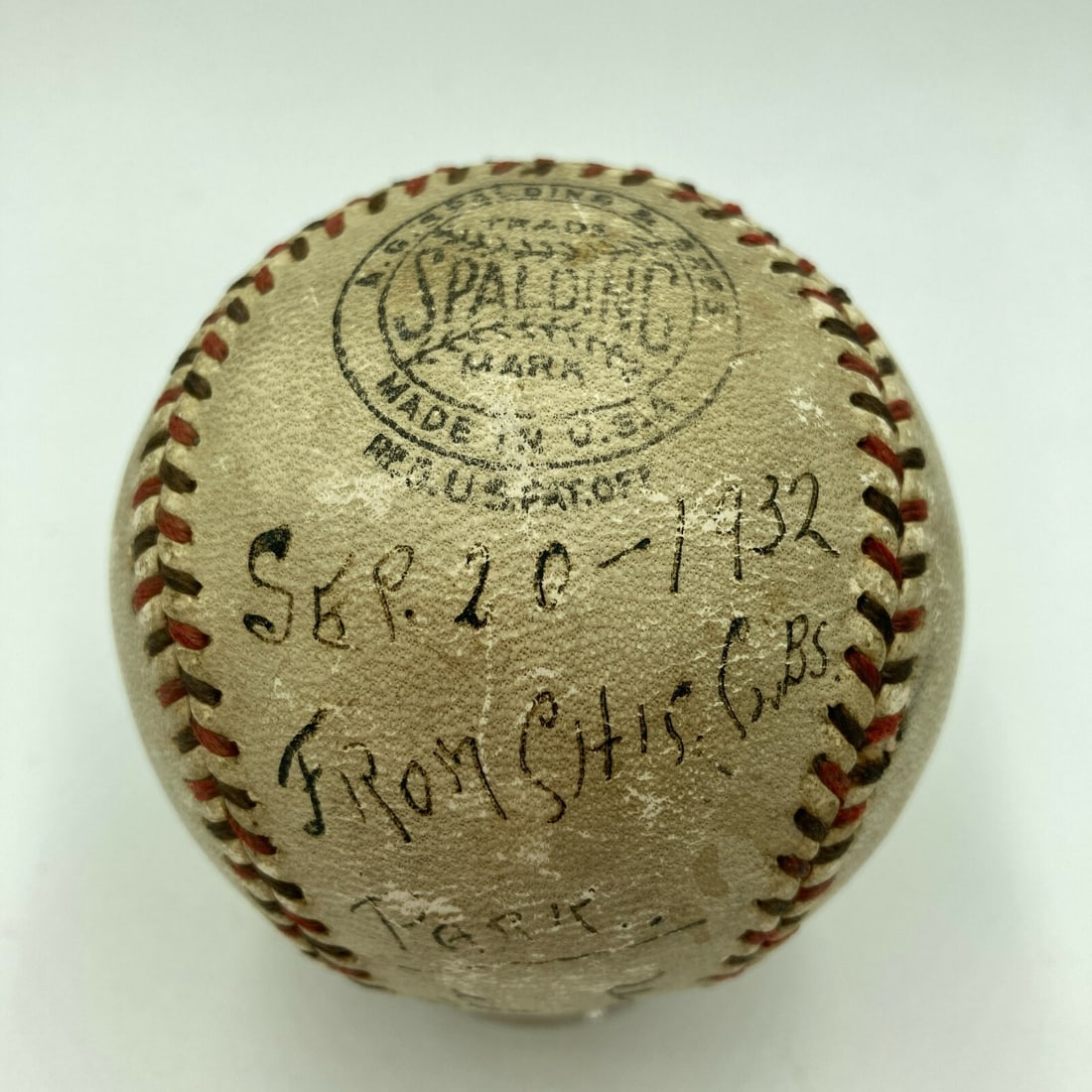 Game Used Baseball Signed by Charles Cy Pfirman Cubs 1932 Pennant Clinch JSA COA (1 of 12)