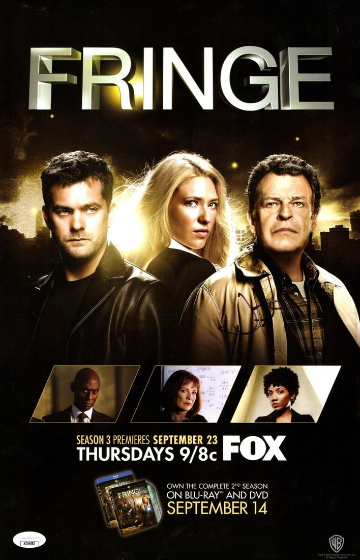 JJ Abrams Signed 11X17 Fringe Poster JSA Authenticated: JJ Abrams Signed 11X17 Fringe Poster JSA Authenticated This striking 11x17 poster showcases the iconic work of JJ Abrams, the acclaimed creator of the series Fringe. The poster is authentically signed