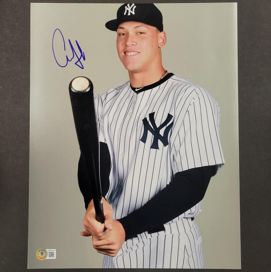 Aaron Judge Signed 11x14 Photo Yankees Graded 10 BAS COA: Aaron Judge Signed 11x14 Photo Yankees Graded 10 BAS COA This is an original 11x14 photograph of Aaron Judge, the renowned player from the New York Yankees, featuring his autograph. The signature has