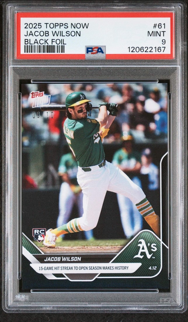 2025 Topps Now Jacob Wilson #61 Black Foil /10 Rookie Card PSA 9 (1 of 2)