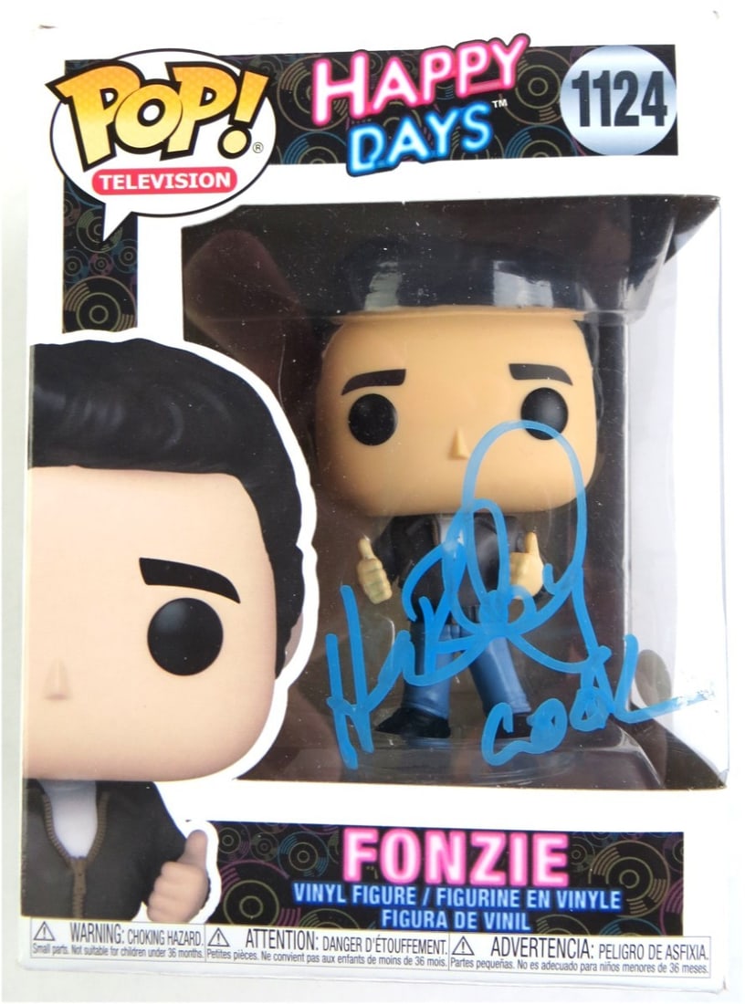 Henry Winkler Signed Funko Pop Fonzie Happy Days JSA Authenticated: Henry Winkler Signed Funko Pop Fonzie Happy Days JSA Authenticated Celebrate nostalgia with this Henry Winkler autographed Funko Pop! figure of the iconic character Fonzie from the beloved show Happy