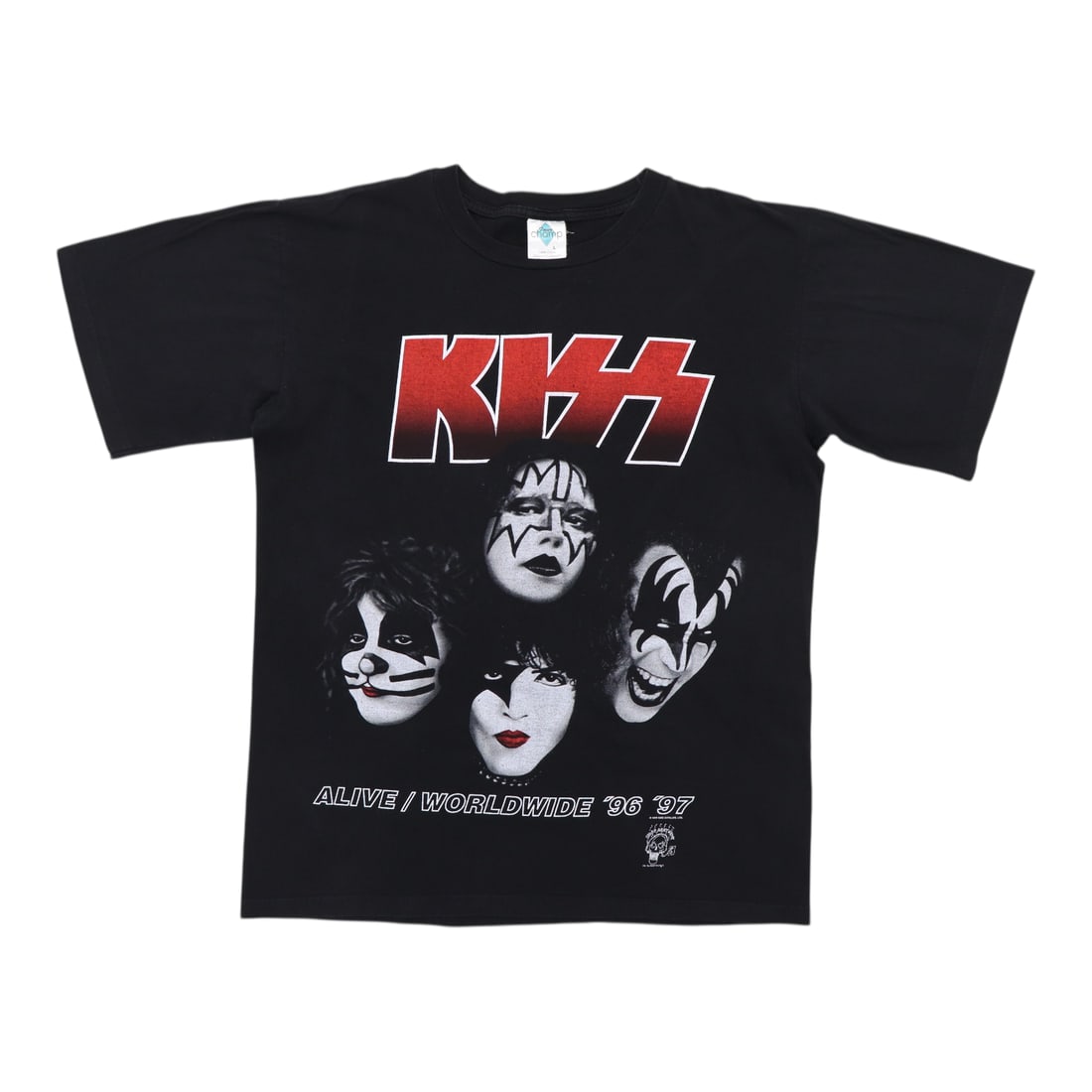 Vintage 1996 Kiss Tour T-Shirt Alive Worldwide Concert Black Cotton Large: Vintage 1996 Kiss Tour T-Shirt Alive Worldwide Concert Black Cotton Large This is an original vintage 1996 Kiss Alive Worldwide Tour shirt featuring front and back graphics. Made from 100% cotton, the