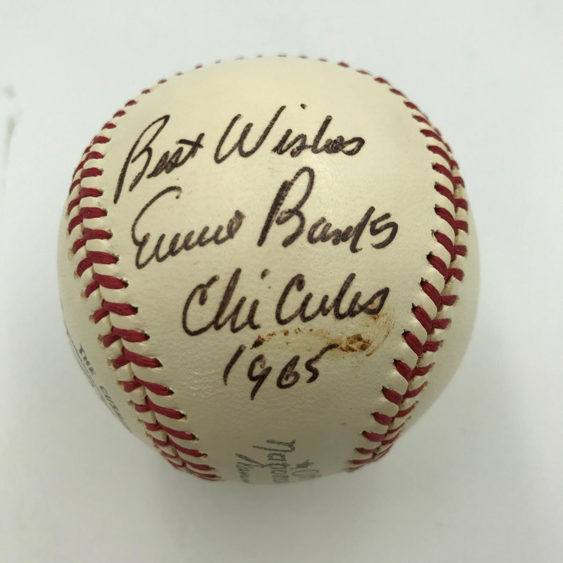 Ernie Banks 1965 Signed Official National League Baseball PSA/DNA: Ernie Banks 1965 Signed Official National League Baseball PSA/DNA This stunning Ernie Banks signed official National League baseball commemorates his playing days in 1965. The ball is authenticated by