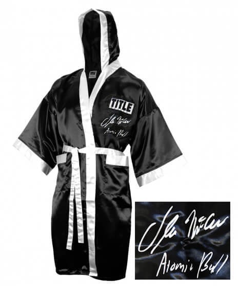 Oliver McCall Signed Title Boxing Robe Atomic Bull Inscription with COA (1 of 1)