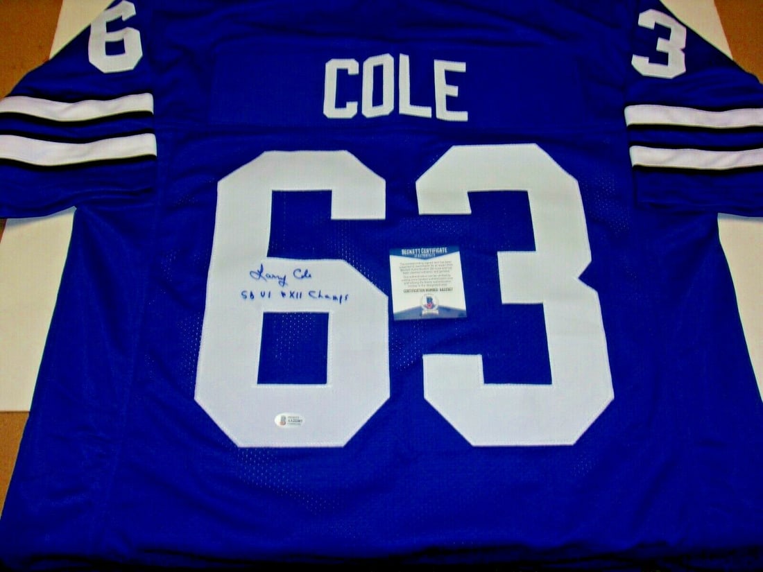 Larry Cole Dallas Cowboys Signed Jersey SB VI XII Beckett COA (1 of 2)