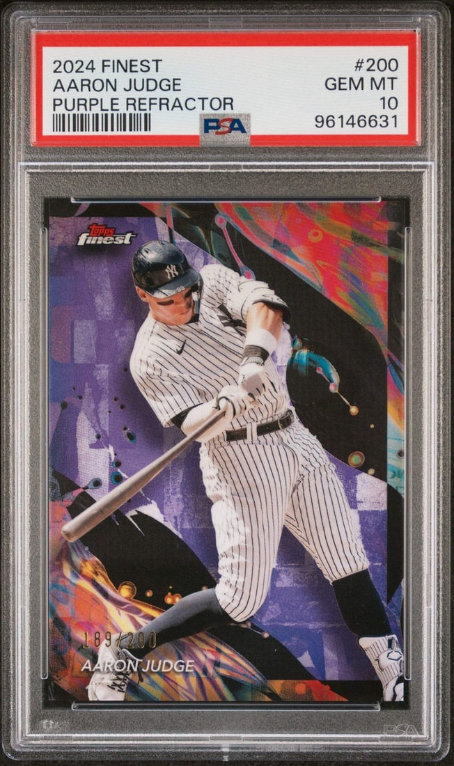 2024 Topps Finest Aaron Judge #200 Purple REF PSA 10 Baseball Card Limited Edition (1 of 2)