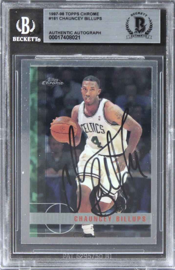 Chauncey Billups Signed 1997 Topps Chrome #181 Card BAS Authenticated: Chauncey Billups Signed 1997 Topps Chrome #181 Card BAS Authenticated This is an authentic, autographed 1997 Topps Chrome #181 card featuring Chauncey Billups, a notable player of the Boston Celtics.