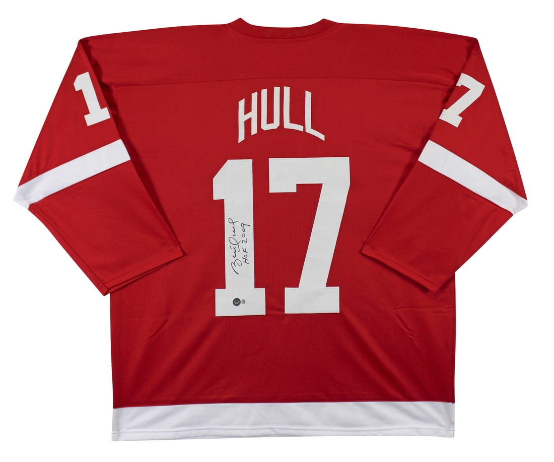 Brett Hull HOF 2009 Signed Red Pro Style Jersey Detroit Red Wings BAS Authenticated (1 of 3)