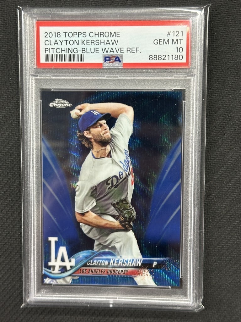 Clayton Kershaw 2018 Topps Chrome Blue Wave PSA 10 #121 Dodgers (1 of 2)