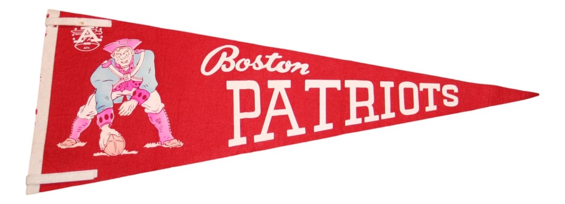 1960 Boston Patriots Football Pennant 29 Inch Vintage NFL Original: 1960 Boston Patriots Football Pennant 29 Inch Vintage NFL Original This is an original vintage Boston Patriots pennant from the 1960s, officially licensed by the NFL. Measuring 29 inches in length, th