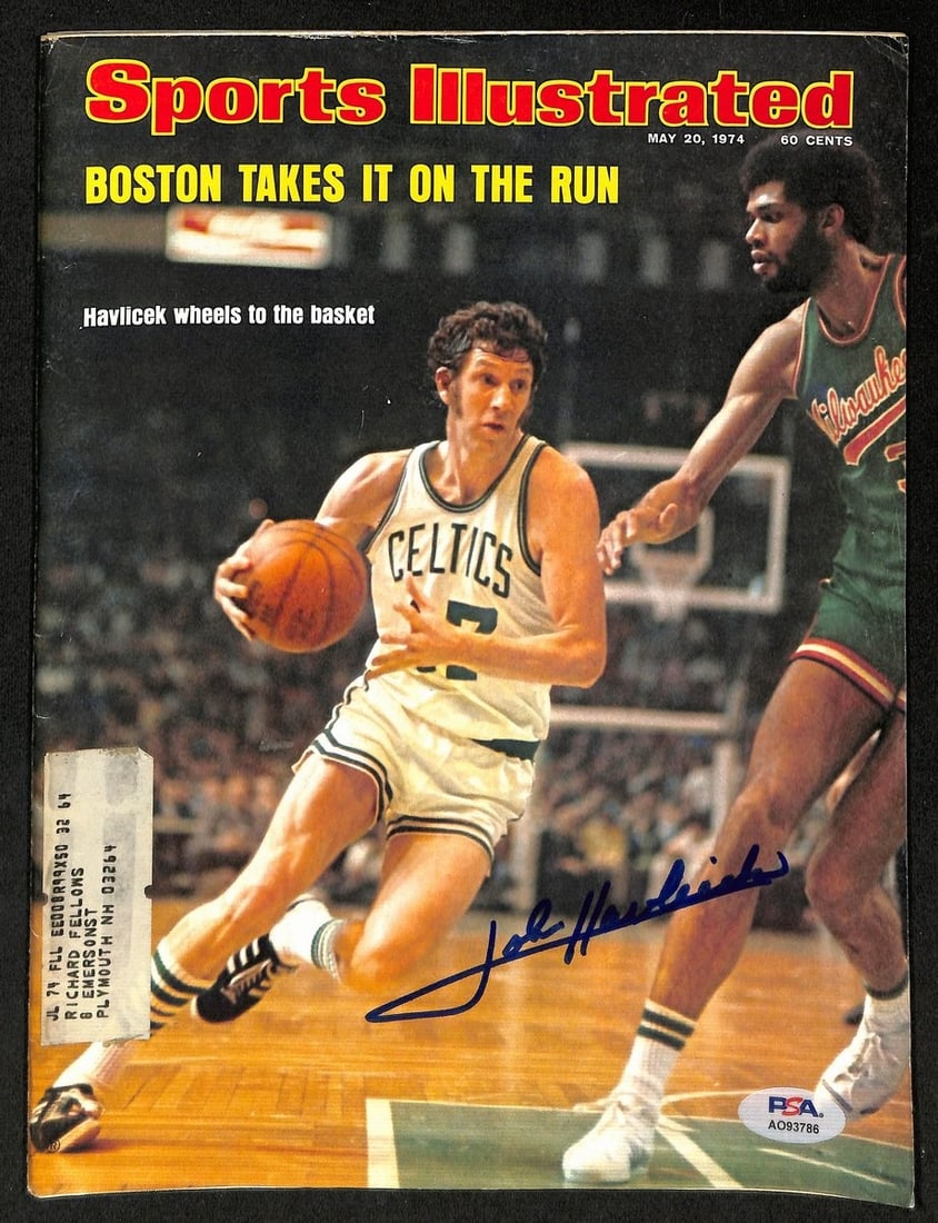 John Havilcek HOF Signed Sports Illustrated Magazine PSA/DNA 1974: John Havilcek HOF Signed Sports Illustrated Magazine PSA/DNA 1974 This listing features an original, autographed Sports Illustrated magazine from May 20, 1974, signed by Basketball Hall of Famer John