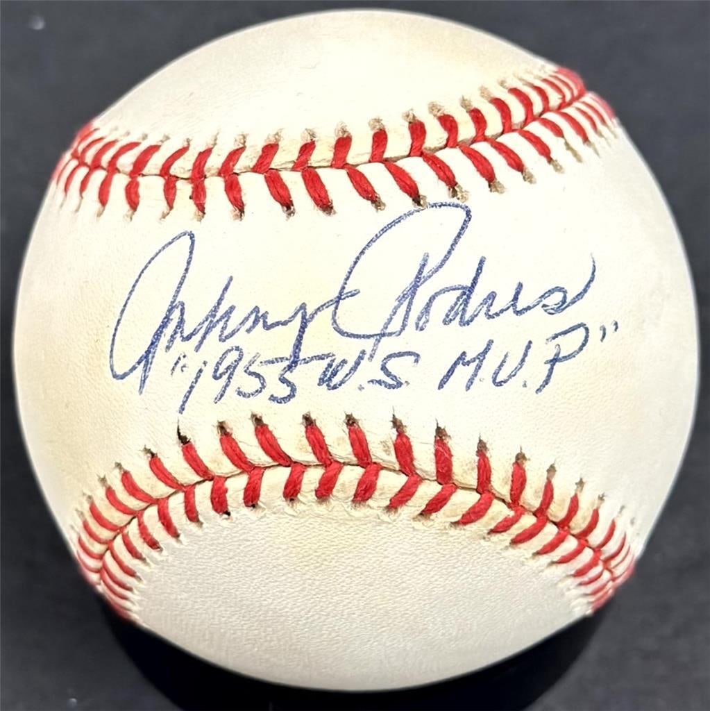 Johnny Podres Signed ONL Baseball 1955 WS MVP Beckett BAS (1 of 3)