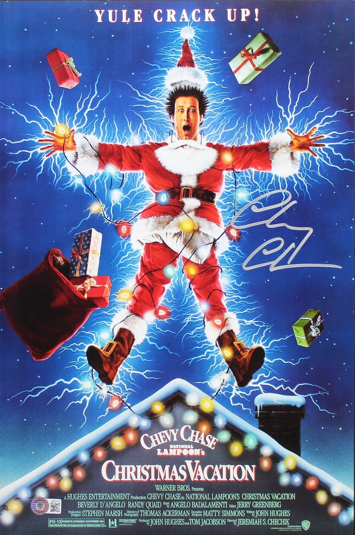 Chevy Chase Signed 12x18 Photo National Lampoon Christmas Vacation BAS Authenticated: Chevy Chase Signed 12x18 Photo National Lampoon Christmas Vacation BAS Authenticated Capture a piece of holiday nostalgia with this authentic 12x18 photograph signed by Chevy Chase, famously known for