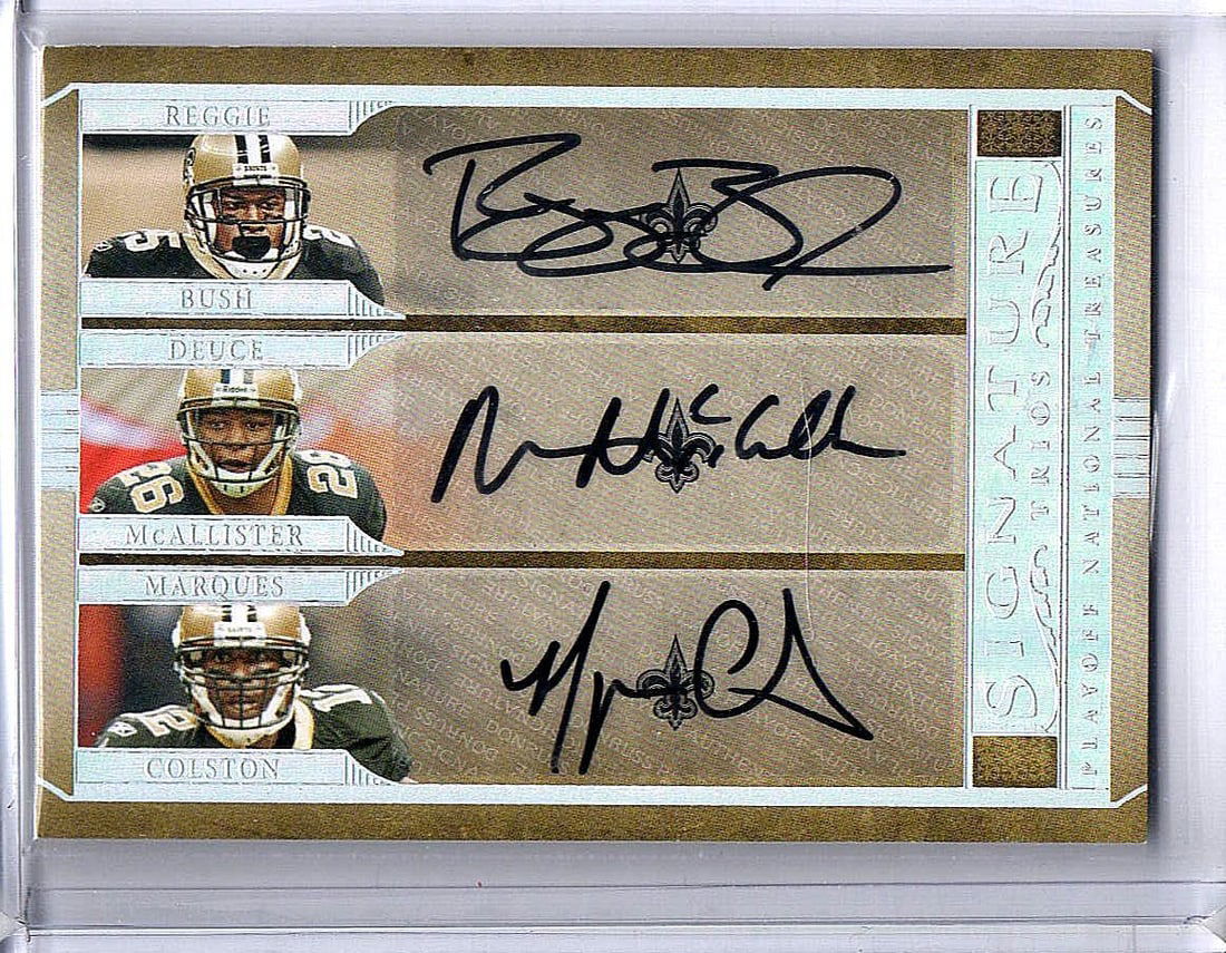 2007 National Treasures Football Card Reggie Bush Deuce McAllister Marques Colston 15/15 (1 of 2)