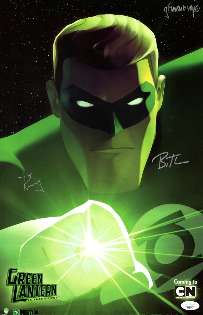 Green Lantern Animated Multi Signed 11X17 Poster JSA Authenticated: Green Lantern Animated Multi Signed 11X17 Poster JSA Authenticated This original 11x17 poster features the beloved Green Lantern animated series, beautifully autographed by renowned creators Bruce Tim