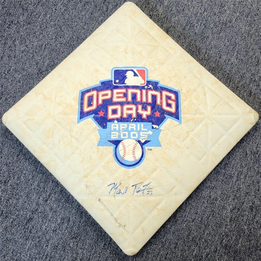 Mark Teixeira Signed Game Used Base 2005 MLB Opening Day: Mark Teixeira Signed Game Used Base 2005 MLB Opening Day Celebrate a piece of baseball history with this game-used base from the 2005 MLB Opening Day, featuring the signature of famed player Mark