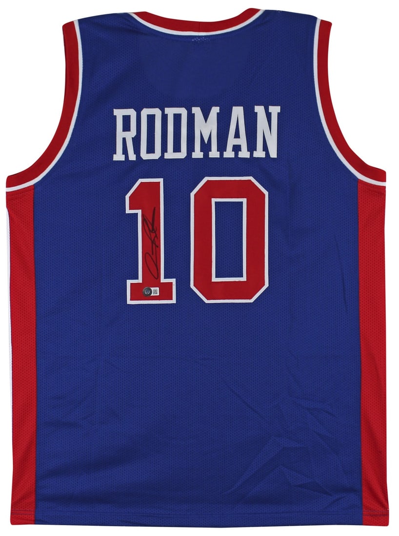 Dennis Rodman Signed Detroit Pistons Blue Jersey BAS Authenticated (1 of 3)