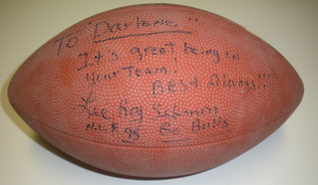 Signed Lee Roy Selmon Football with COA Tampa Bay Buccaneers Hall of Fame 1995: Signed Lee Roy Selmon Football with COA Tampa Bay Buccaneers Hall of Fame 1995 This is an original football signed by Lee Roy Selmon, the Hall of Fame inductee from the Tampa Bay Buccaneers. The item