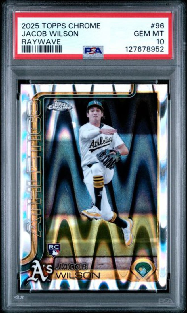 2025 Topps Chrome Jacob Wilson #96 Raywave Rookie Baseball Card PSA 10 (1 of 2)