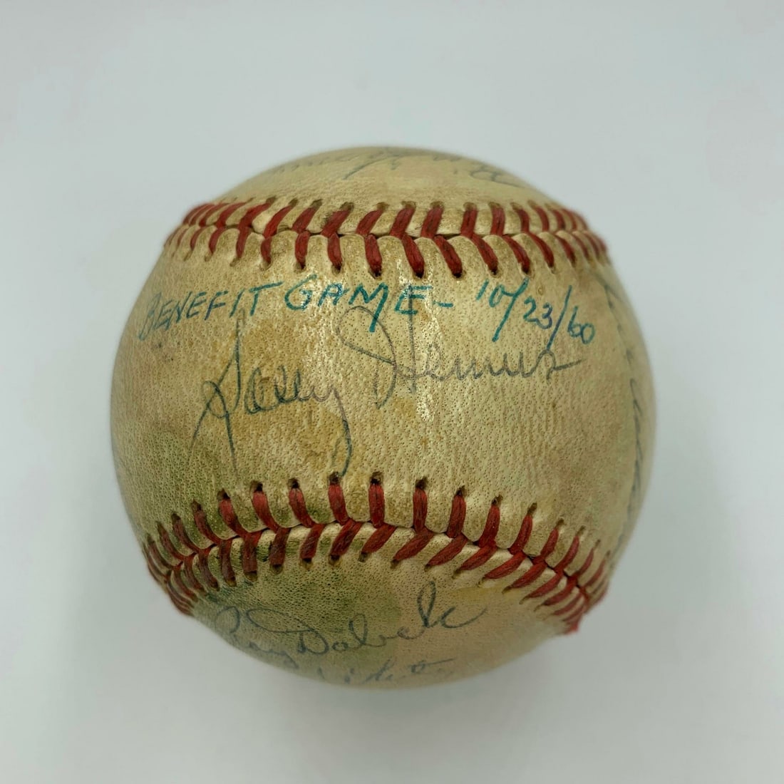 Ernie Banks Norm Cash Multi Signed Baseball October 23 1960 Benefit Game (1 of 6)