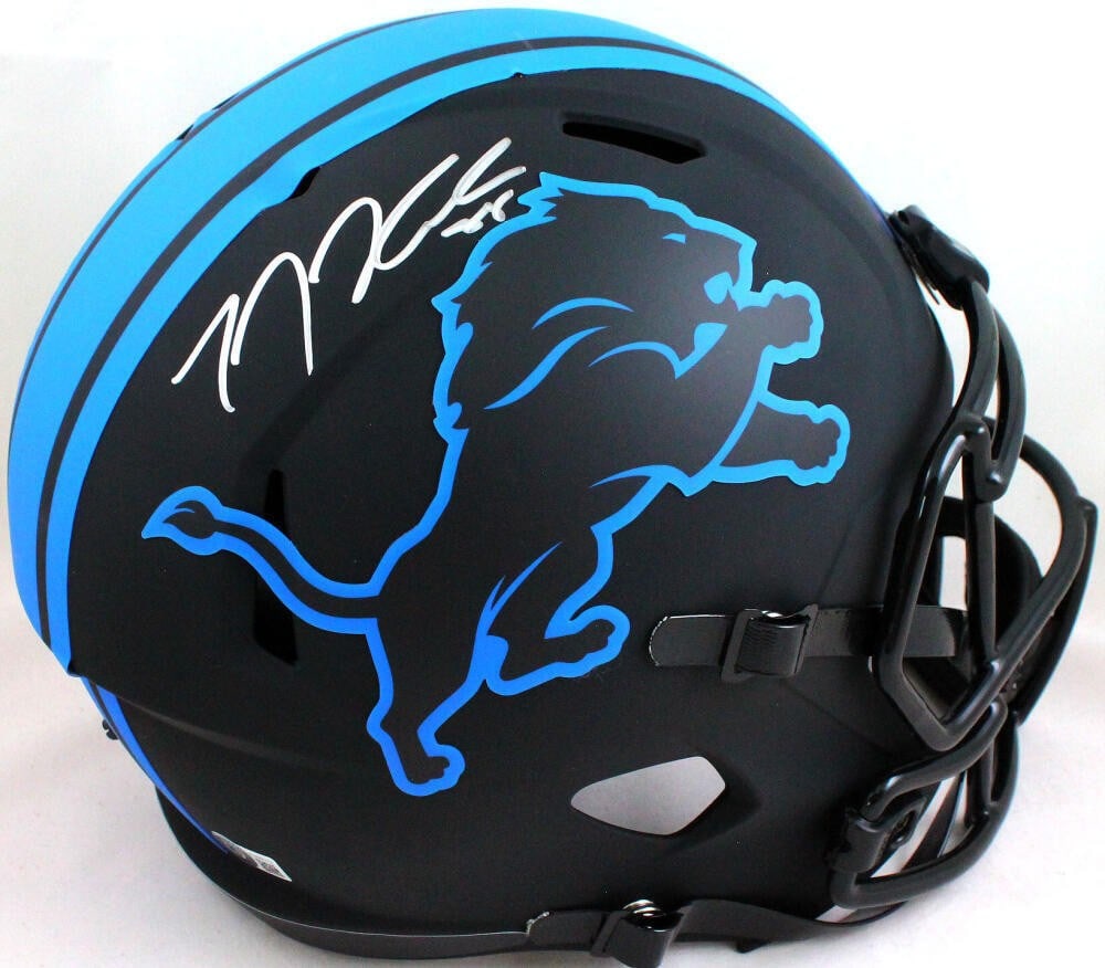 TJ Hockenson Autographed Detroit Lions Eclipse Speed Helmet Beckett Certified (1 of 5)