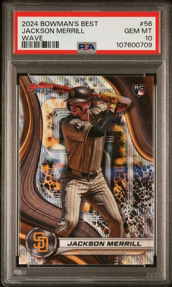 2024 Topps Bowmans Best Jackson Merrill #56 Wave RC PSA 10 Baseball Card (1 of 2)