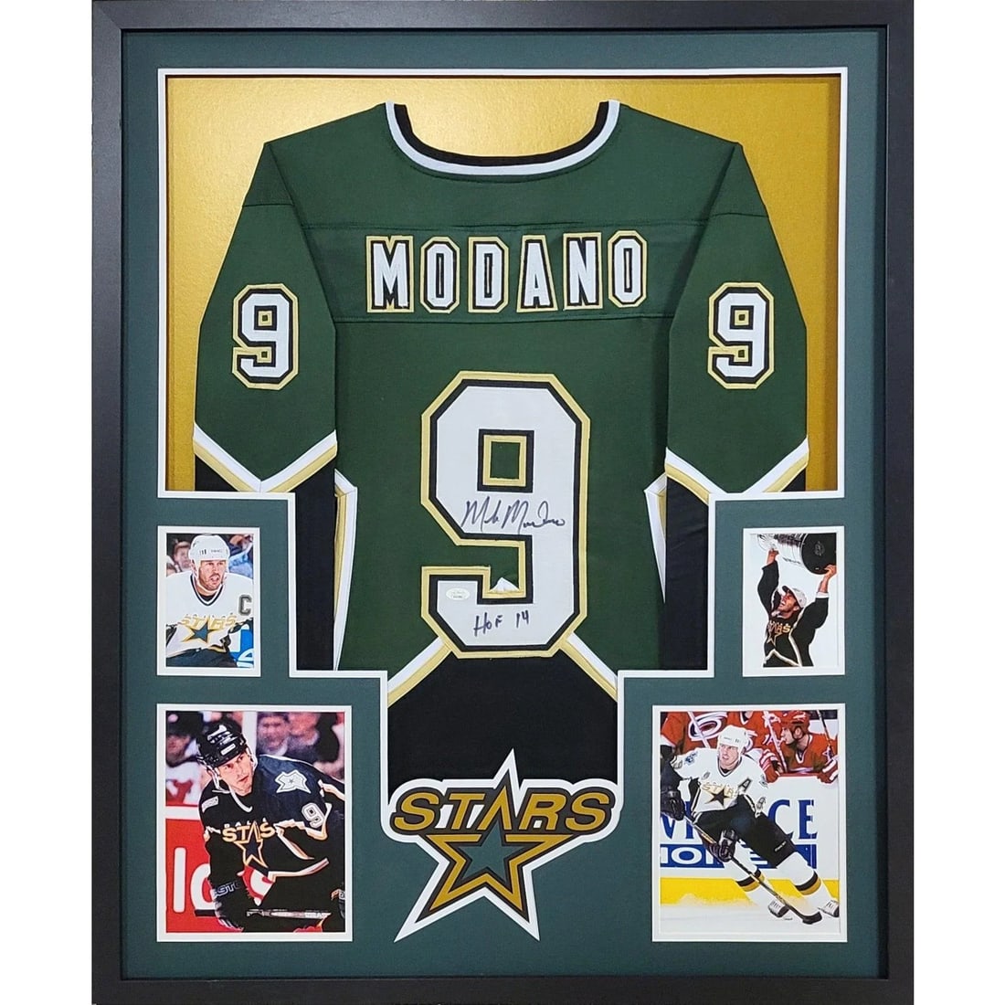 Mike Modano Signed Framed Jersey Dallas North Stars OKA COA (1 of 2)