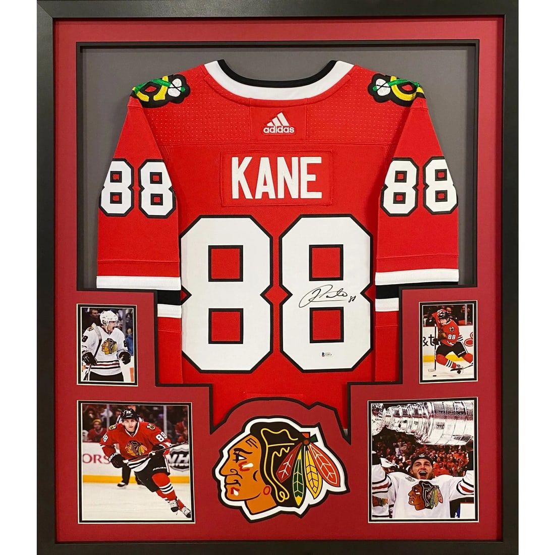 Framed Chicago Blackhawks Jersey Autographed by Patrick Kane Beckett Authenticated (1 of 3)
