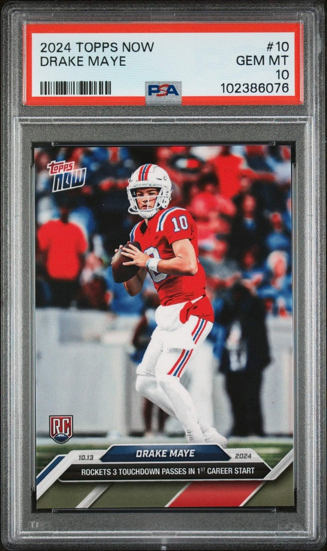 2024 Topps Now Drake Maye Rookie Football Card PSA 10 Gem Mint (1 of 2)