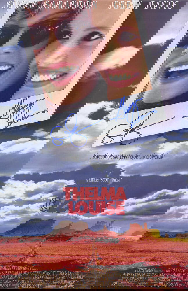 Geena Davis Susan Sarandon Dual Signed Thelma Louise 11x17 Poster SS COA: Geena Davis Susan Sarandon Dual Signed Thelma Louise 11x17 Poster SS COA This stunning 11x17 movie poster of 'Thelma & Louise' features dual signatures from acclaimed actresses Geena Davis and Susan S
