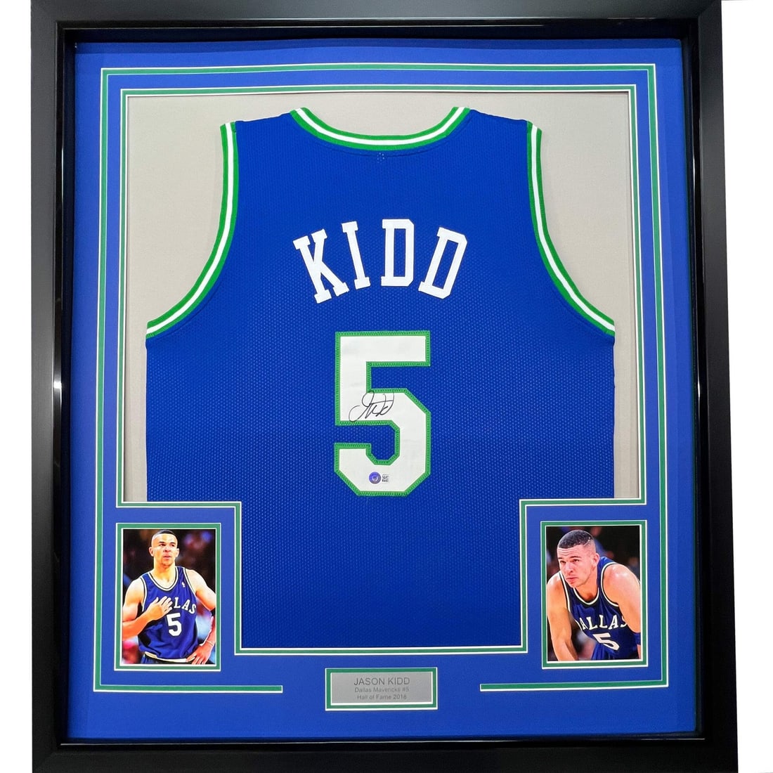 Framed Jason Kidd Autographed NBA Jersey Blue Dallas Mavericks BAS COA (1 of 2)