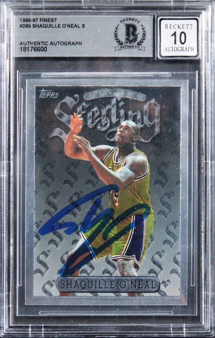 Shaquille O'Neal Signed 1996 Finest #289 Gem Mint 10 Card Beckett Authenticated (1 of 2)