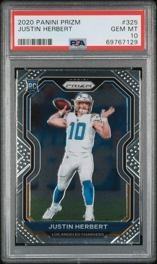 2020 Panini Prizm Justin Herbert Rookie Card PSA 10 Authentic (1 of 2)