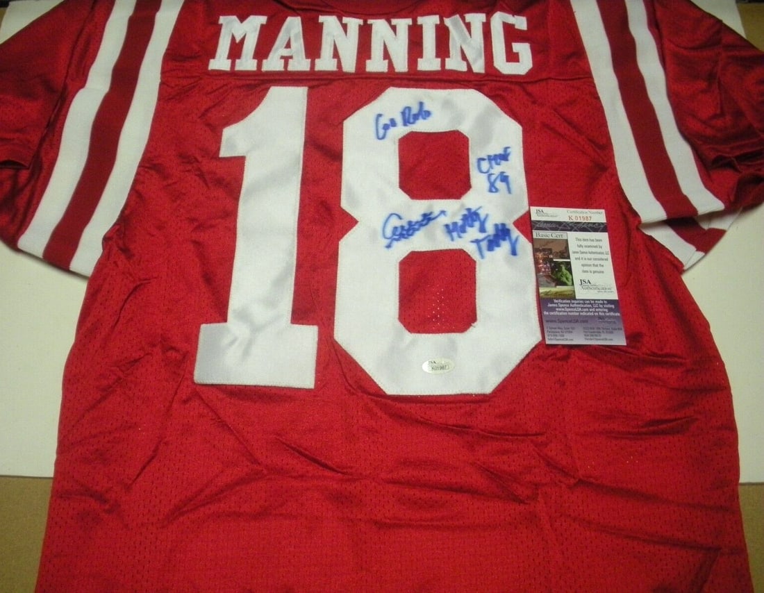 Archie Manning Signed Ole Miss Rebels Hotty Totty Jersey JSA COA: Archie Manning Signed Ole Miss Rebels Hotty Totty Jersey JSA COA This is an original signed jersey of Archie Manning, the legendary player from the Ole Miss Rebels. This collectible item showcases Man
