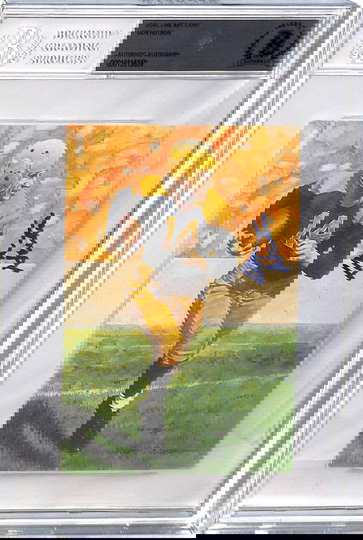 Don Hutson Autographed Goal Line Art Card BGS Authentic Green Bay Packers (1 of 2)