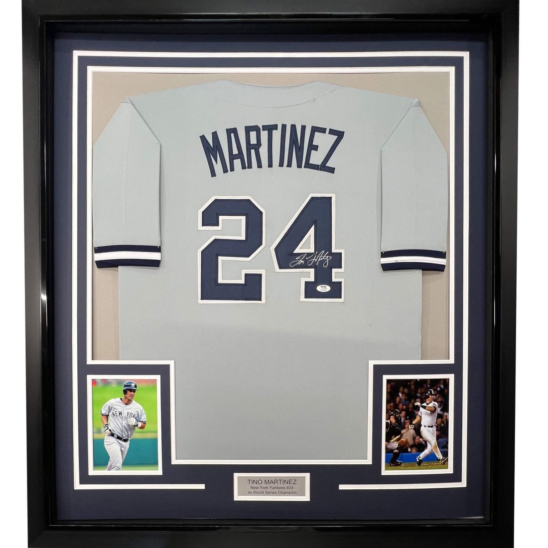Framed Signed Tino Martinez New York Yankees Jersey PSA/DNA COA 33x42: Framed Signed Tino Martinez New York Yankees Jersey PSA/DNA COA 33x42 This professionally framed and matted jersey features the autograph of Tino Martinez, a celebrated player of the New York Yankees.