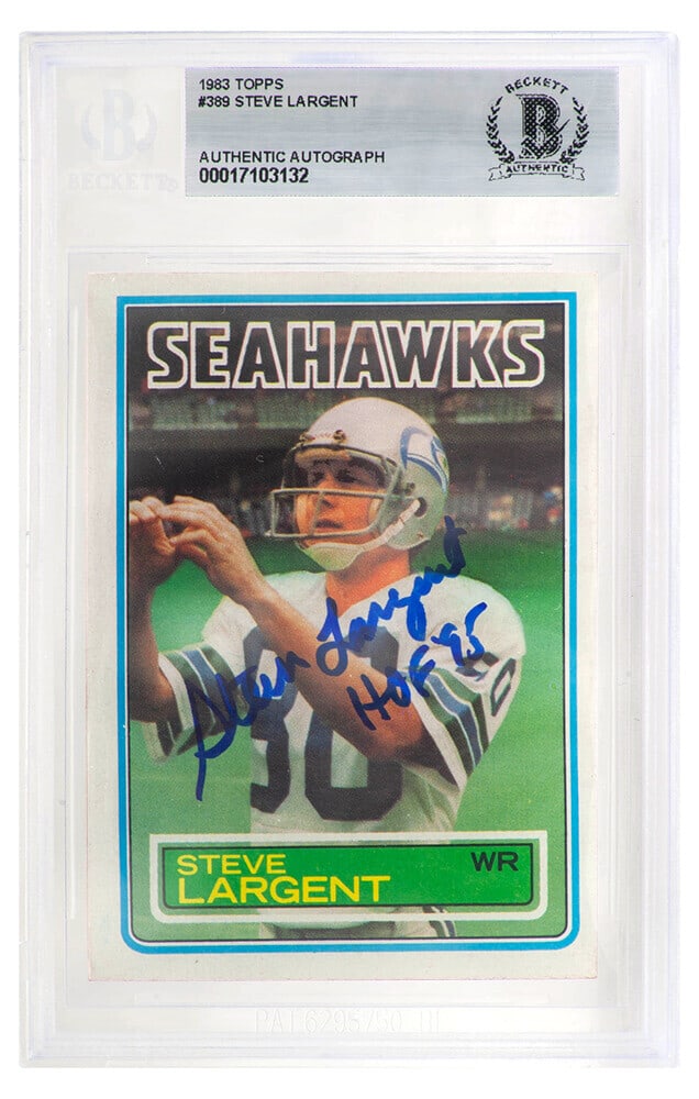 Steve Largent Signed 1983 Topps Card #389 HOF 95 Beckett Authenticated (1 of 2)