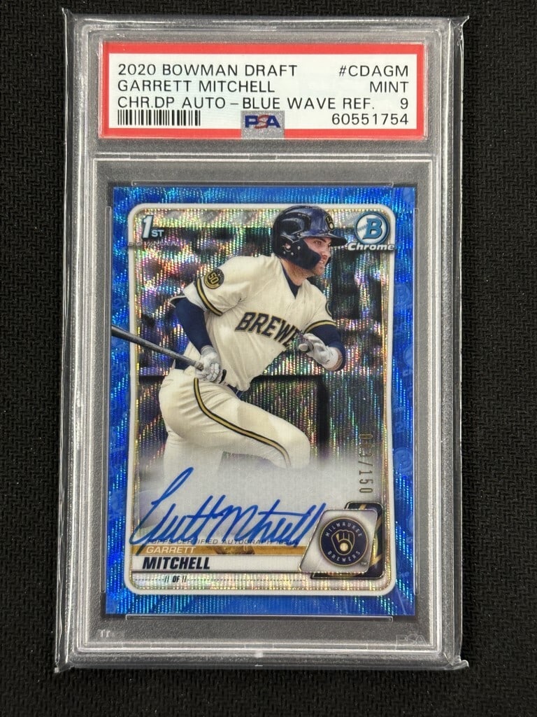 Garrett Mitchell 2020 Bowman Draft Blue Wave Refractor Auto PSA 9 #CDAGM Limited 83/150 (1 of 2)