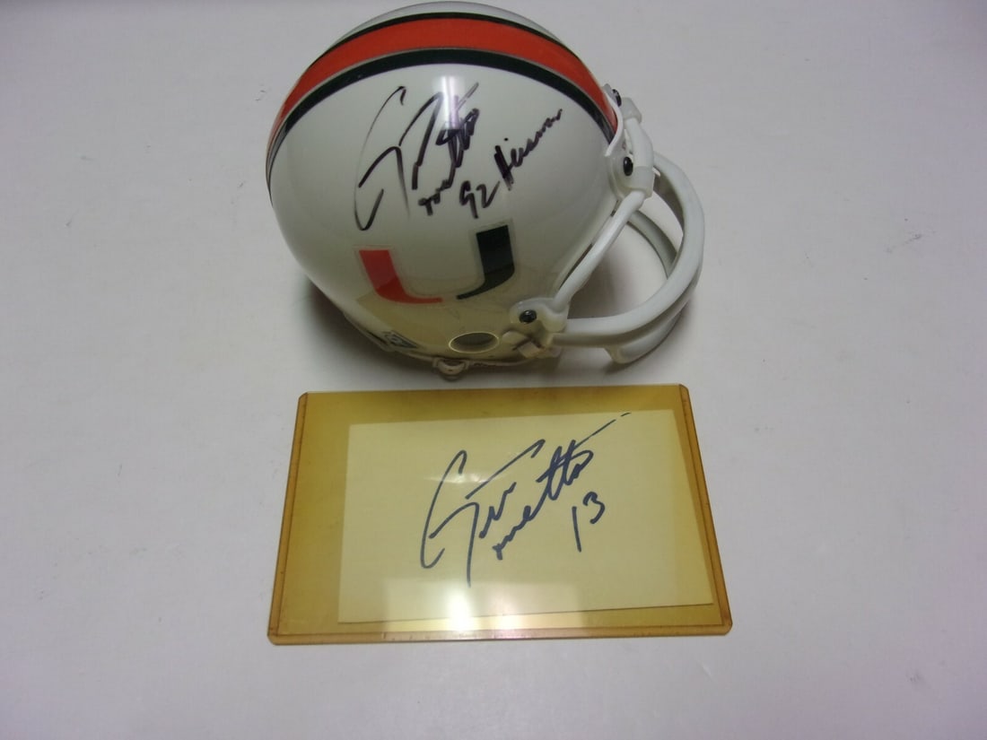 Gino Torretta Signed Mini Helmet 1992 Heisman COA Miami Hurricanes (1 of 1)