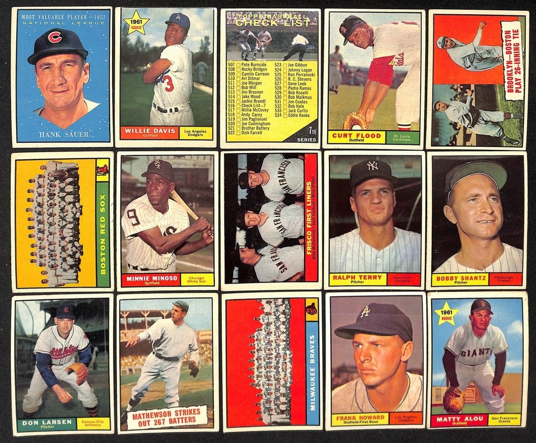 270 Original 1961 Topps Baseball Cards Featuring Hall of Famers and All Stars (1 of 9)
