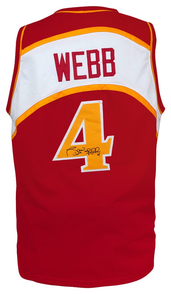 Spud Webb Signed Red Throwback Jersey Atlanta Hawks with COA (1 of 1)