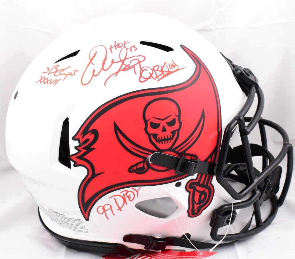 Warren Sapp Signed Authentic Buccaneers Helmet Beckett Certified: Warren Sapp Signed Authentic Buccaneers Helmet Beckett Certified This authentic full-size lunar speed helmet, signed by football legend Warren Sapp, is a must-have for any Tampa Bay Buccaneers fan. Th