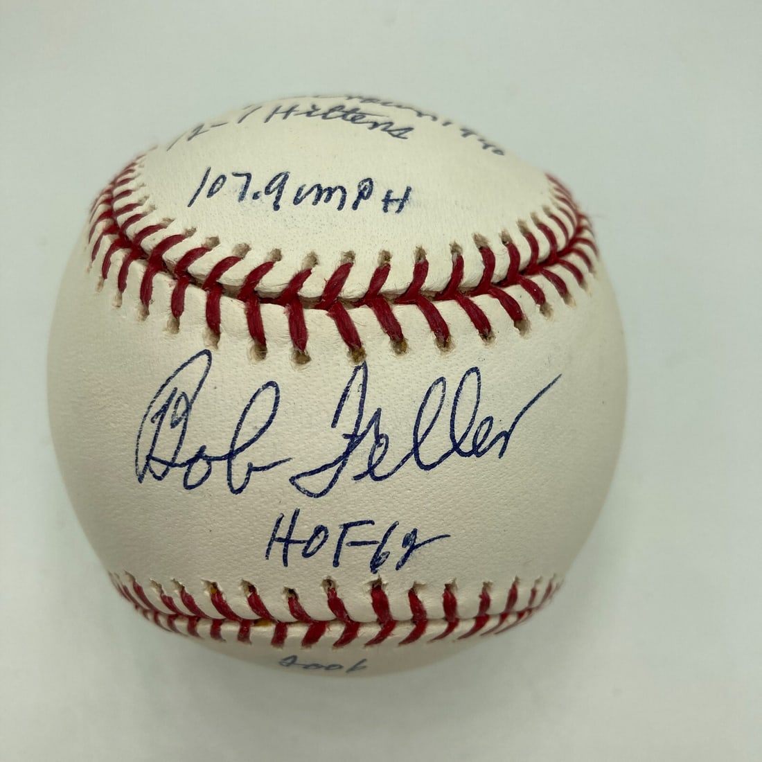 Bob Feller Signed Career Stat Baseball with JSA Authentication (1 of 6)