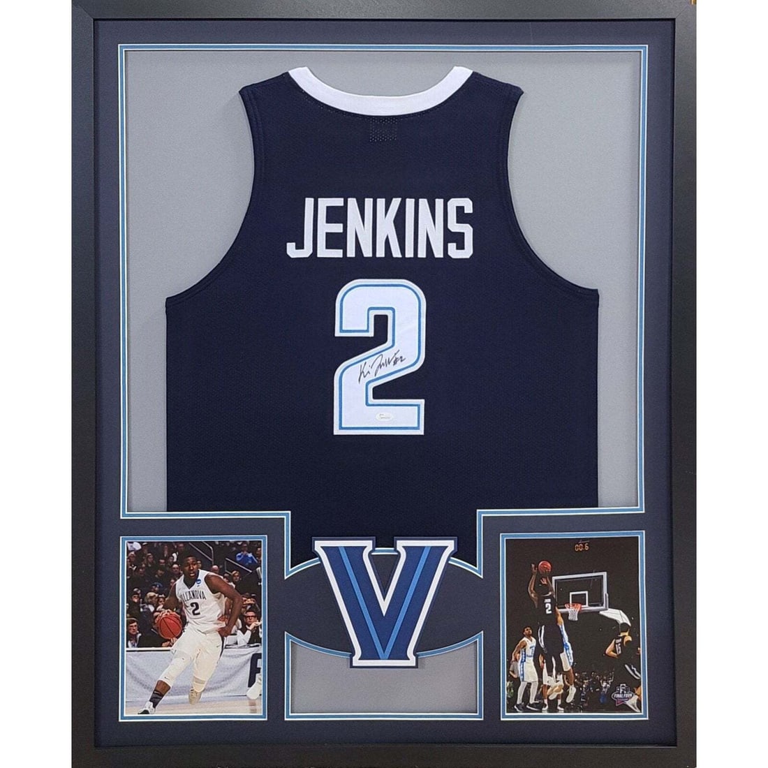 Kris Jenkins Autographed Framed Jersey Villanova JSA Certified: Kris Jenkins Autographed Framed Jersey Villanova JSA Certified This is a beautifully framed autographed jersey of Kris Jenkins, a standout player from Villanova. The jersey is authenticated by JSA, a