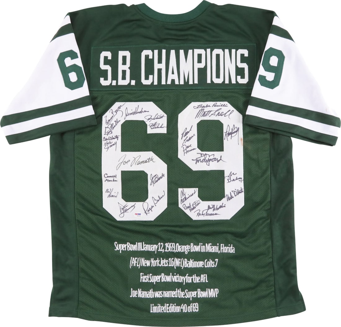 New York Jets 1969 Super Bowl Champs Signed Jersey Joe Namath Limited Edition 40 of 69 PSA COA (1 of 9)