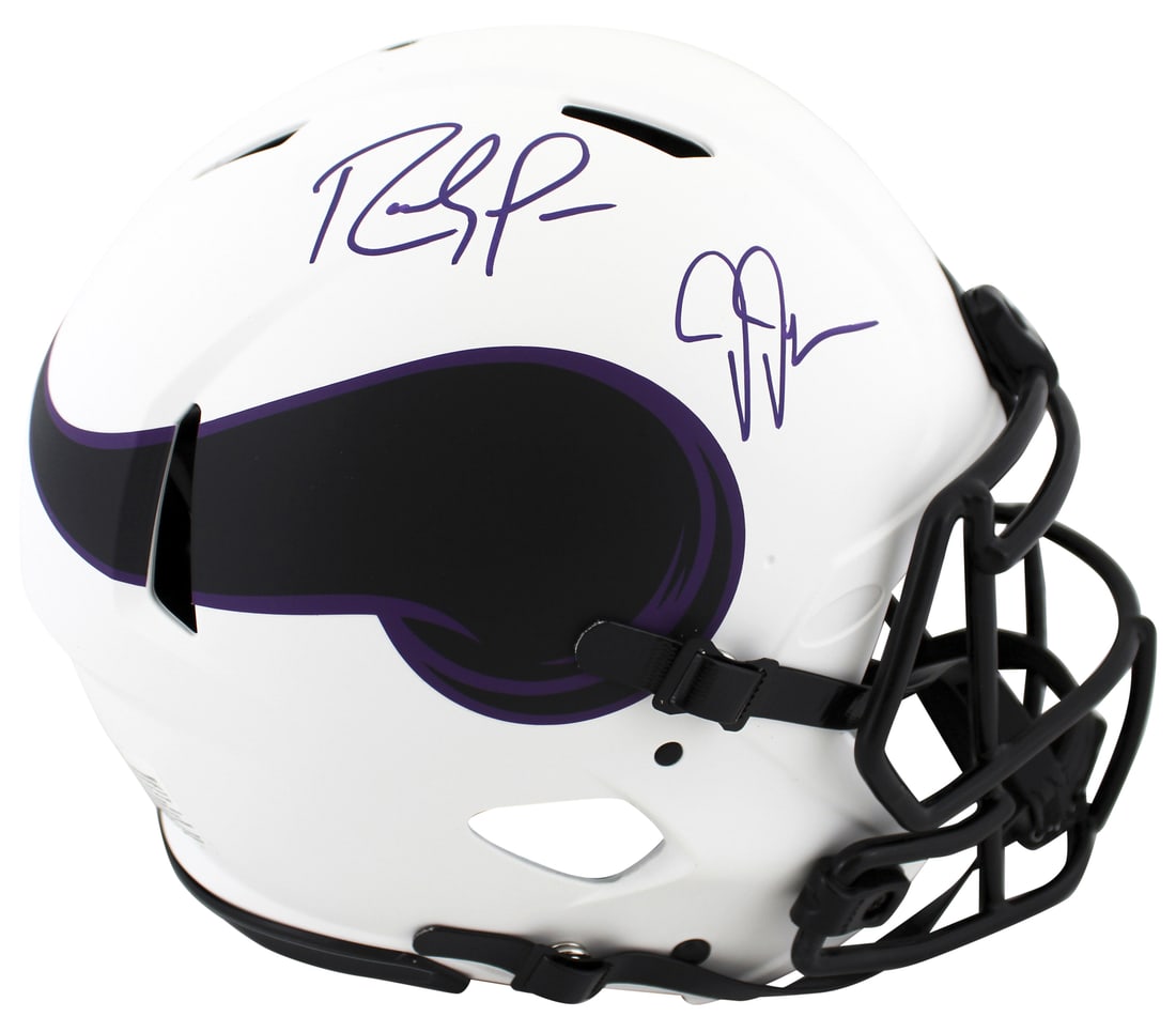 Randy Moss Justin Jefferson Signed Vikings Lunar Helmet BAS Authentication (1 of 3)