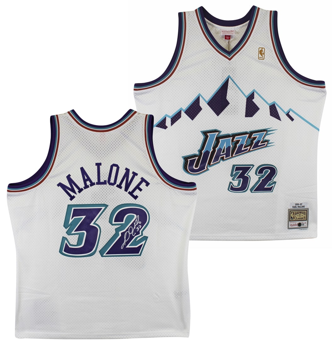 Karl Malone Signed 1996-97 Utah Jazz Swingman Jersey BAS Authenticated (1 of 6)