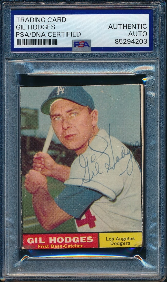 1961 Topps #460 Gil Hodges Autographed Card PSA DNA Authenticated Dodgers (1 of 2)